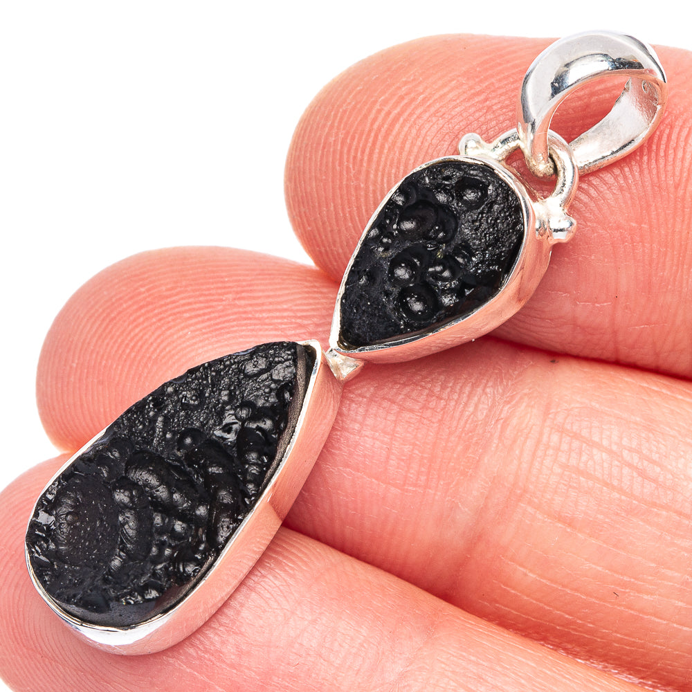 Tektite Pendant 1 5/8" (925 Sterling Silver) P40173