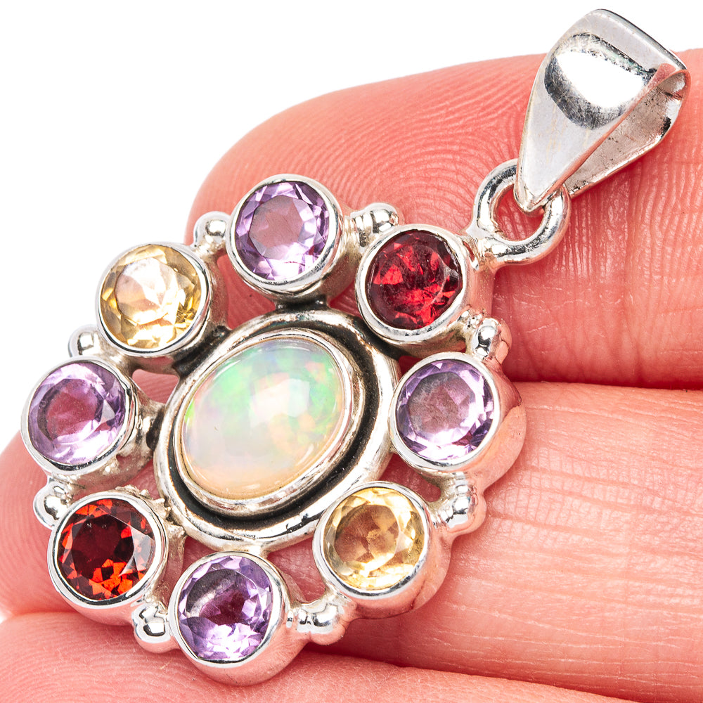 Rare Ethiopian Opal, Amethyst, Citrine, Garnet Pendant 1 1/2" (925 Sterling Silver) P40981