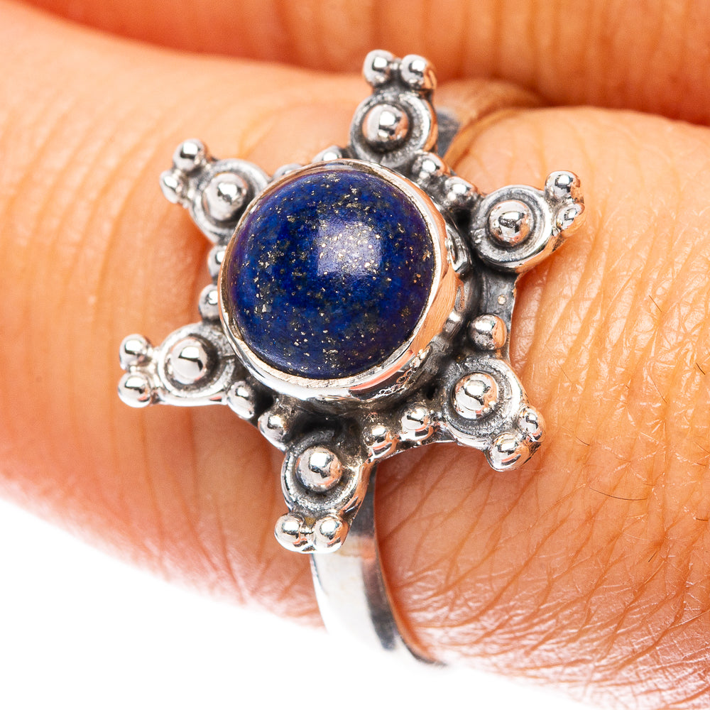 Lapis Lazuli Flower 925 Sterling Silver Ring Size 7.75 (925 Sterling Silver) R5491