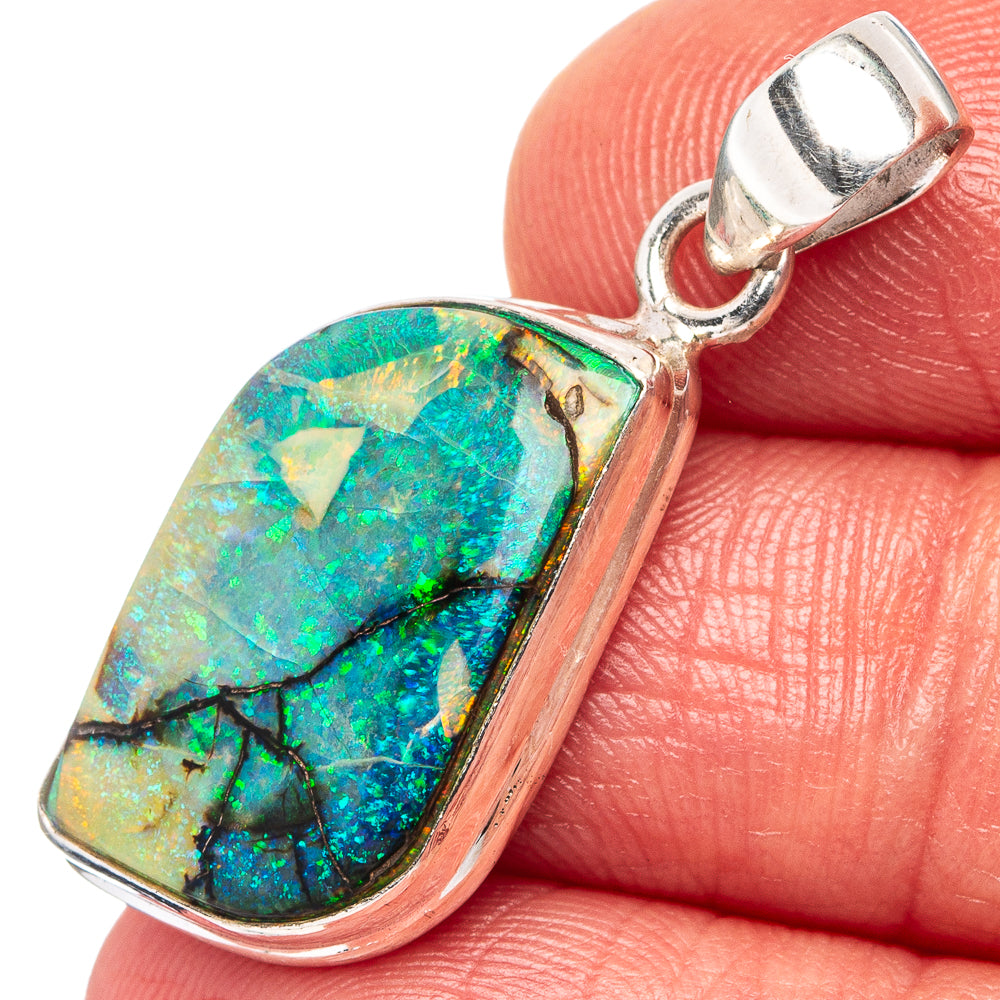 Rare Sterling Opal Pendant 1 3/8" (.925 Sterling Silver)
