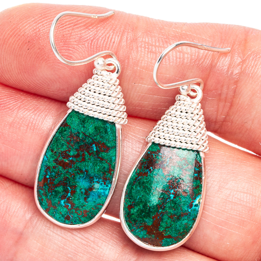 Chrysocolla Earrings 1 5/8" (925 Sterling Silver) E433204