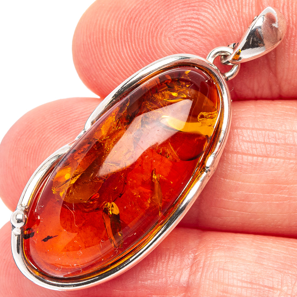 Baltic Amber Pendant 1 5/8" (.925 Sterling Silver)