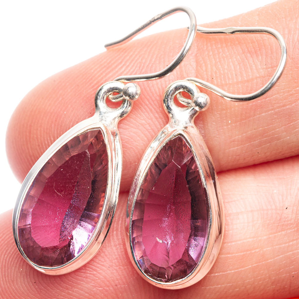 Faceted Color Change Alexandrite (Lab.) Earrings 1 3/8" (925 Sterling Silver) E432541