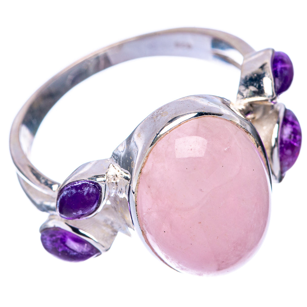 Large Rose Quartz, Amethyst Ring Size 10 (925 Sterling Silver) R144832