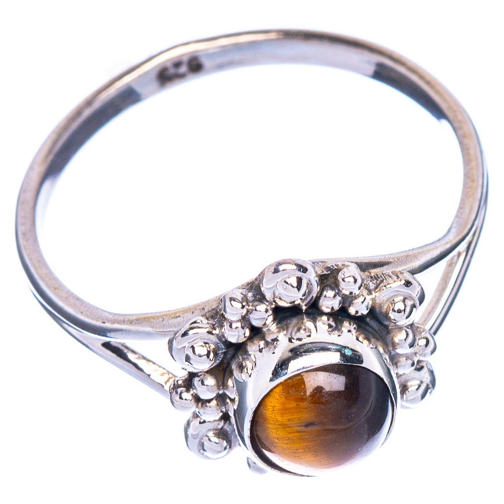 Tiger Eye Flower Dainty Ring Size 6 (925 Sterling Silver) R147131