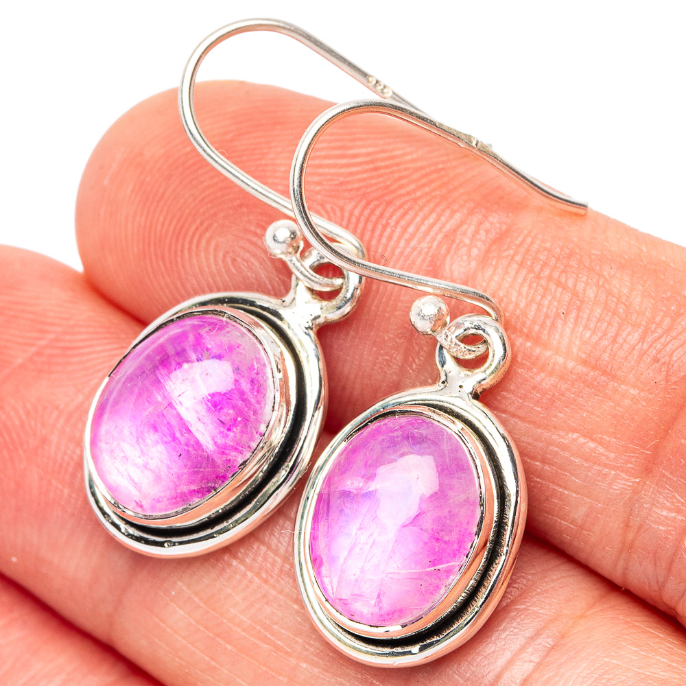 Pink Moonstone Earrings 1 1/8" (925 Sterling Silver) E2562