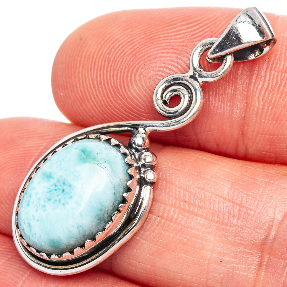 Larimar Pendant 1 3/8" (925 Sterling Silver) P42058