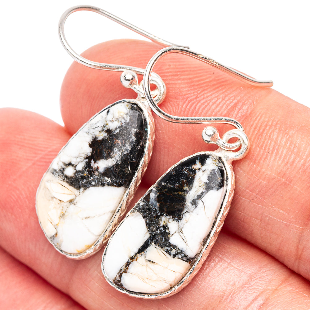 Zebra Jasper Earrings 1 3/8" (925 Sterling Silver) E2482