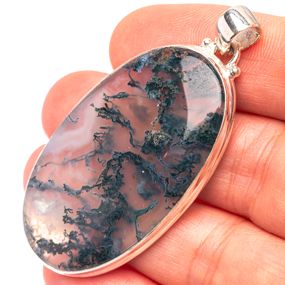 Green Moss Agate 925 Sterling Silver Pendant 2 1/8" (925 Sterling Silver) PD38616