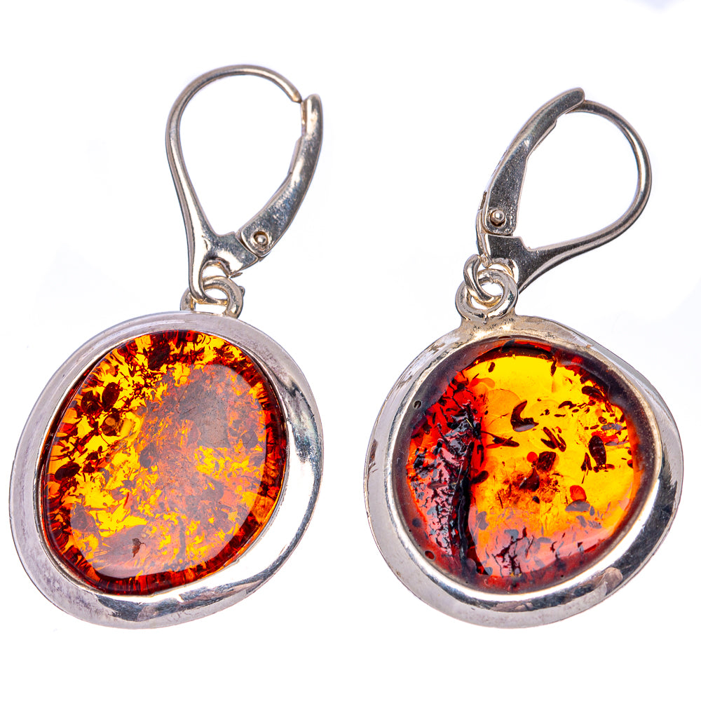 Baltic Amber Earrings 1 5/8" (925 Sterling Silver) E1098