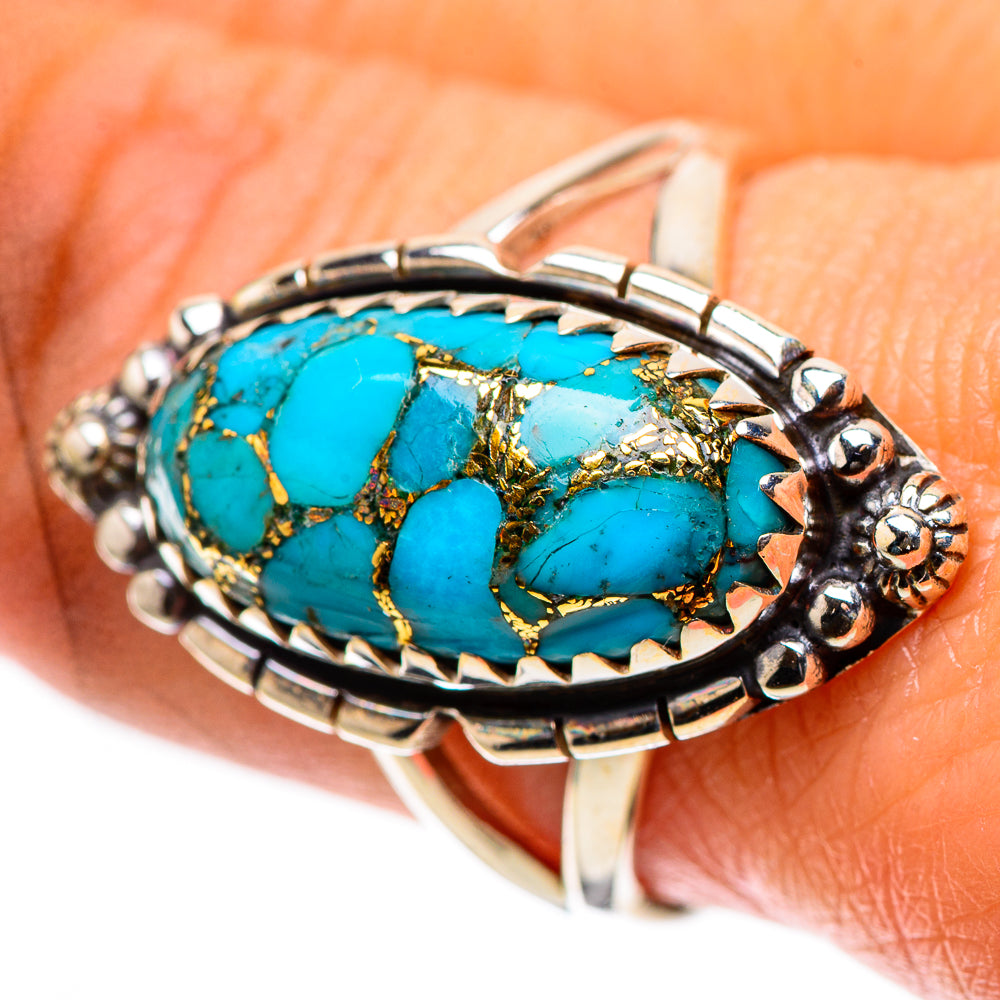 Blue Copper Composite Turquoise Ring Size 9.25 (925 Sterling Silver) RING138818