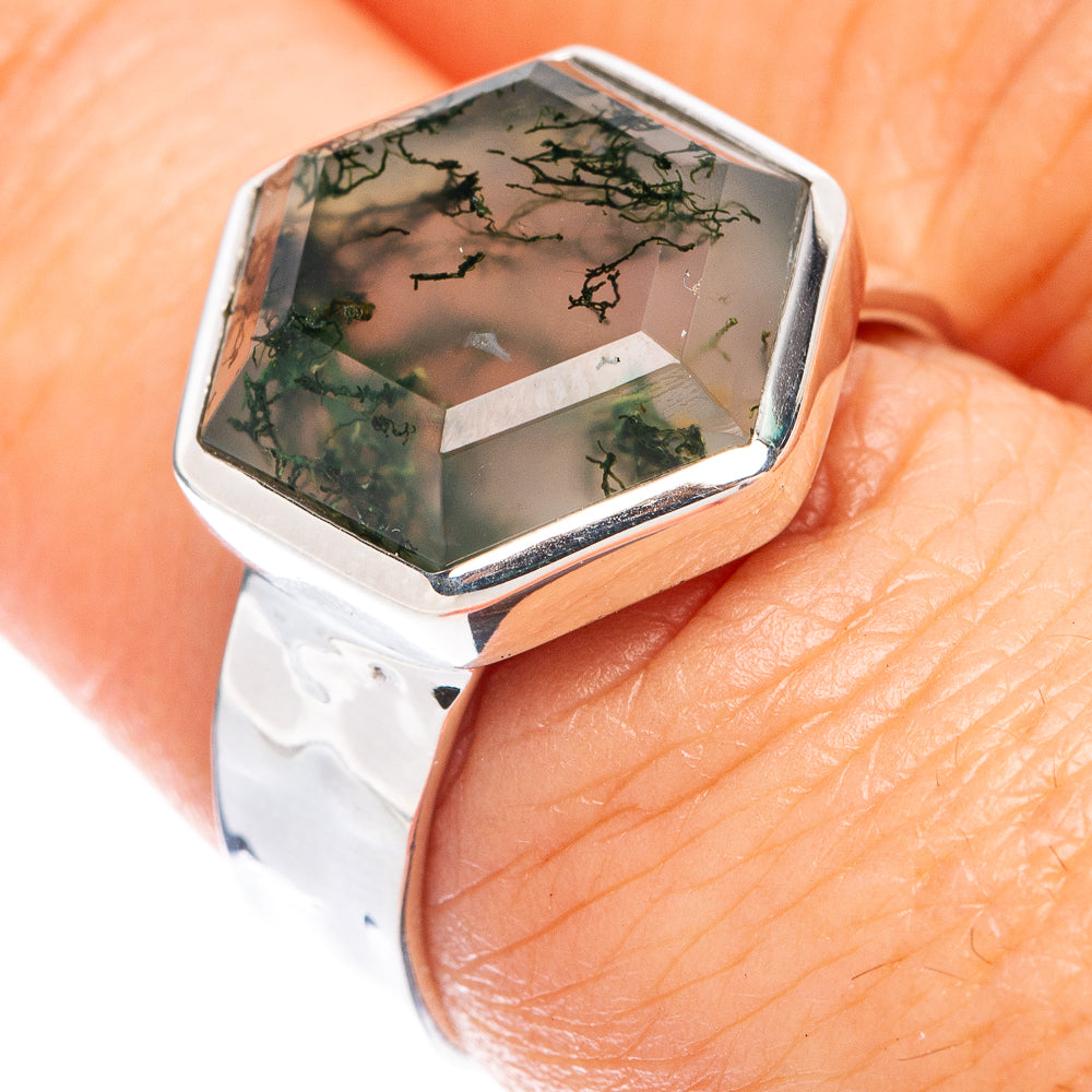 Premium Green Moss Agate Ring Size 7.5 (925 Sterling Silver) R1814