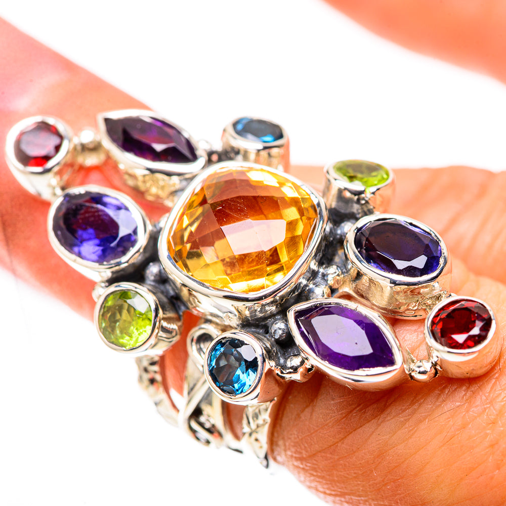 Signature Large Faceted Citrine, Amethyst, Tanzanite, Blue Quartz, Peridot, Garnet Ring Size 6 (925 Sterling Silver) RING138158