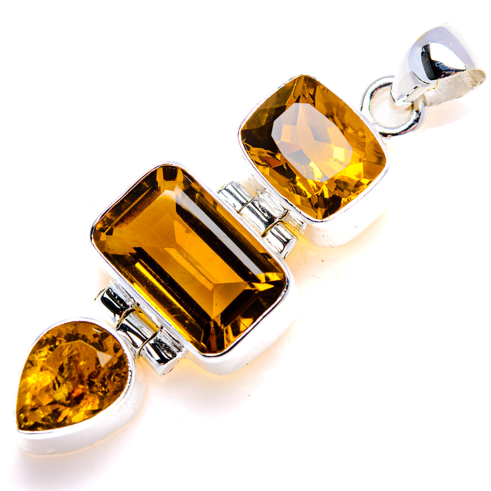Faceted Citrine Pendant 2" (925 Sterling Silver) PD38132