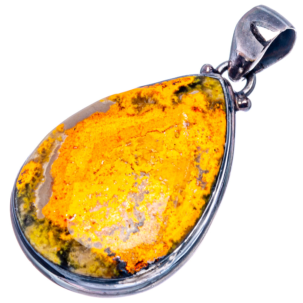 Bumblebee Jasper Pendant 1 5/8" (.925 Sterling Silver)
