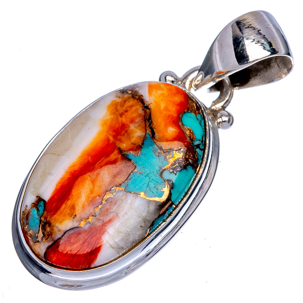 Spiny Oyster Turquoise Pendant 1 1/4" (925 Sterling Silver) P40451