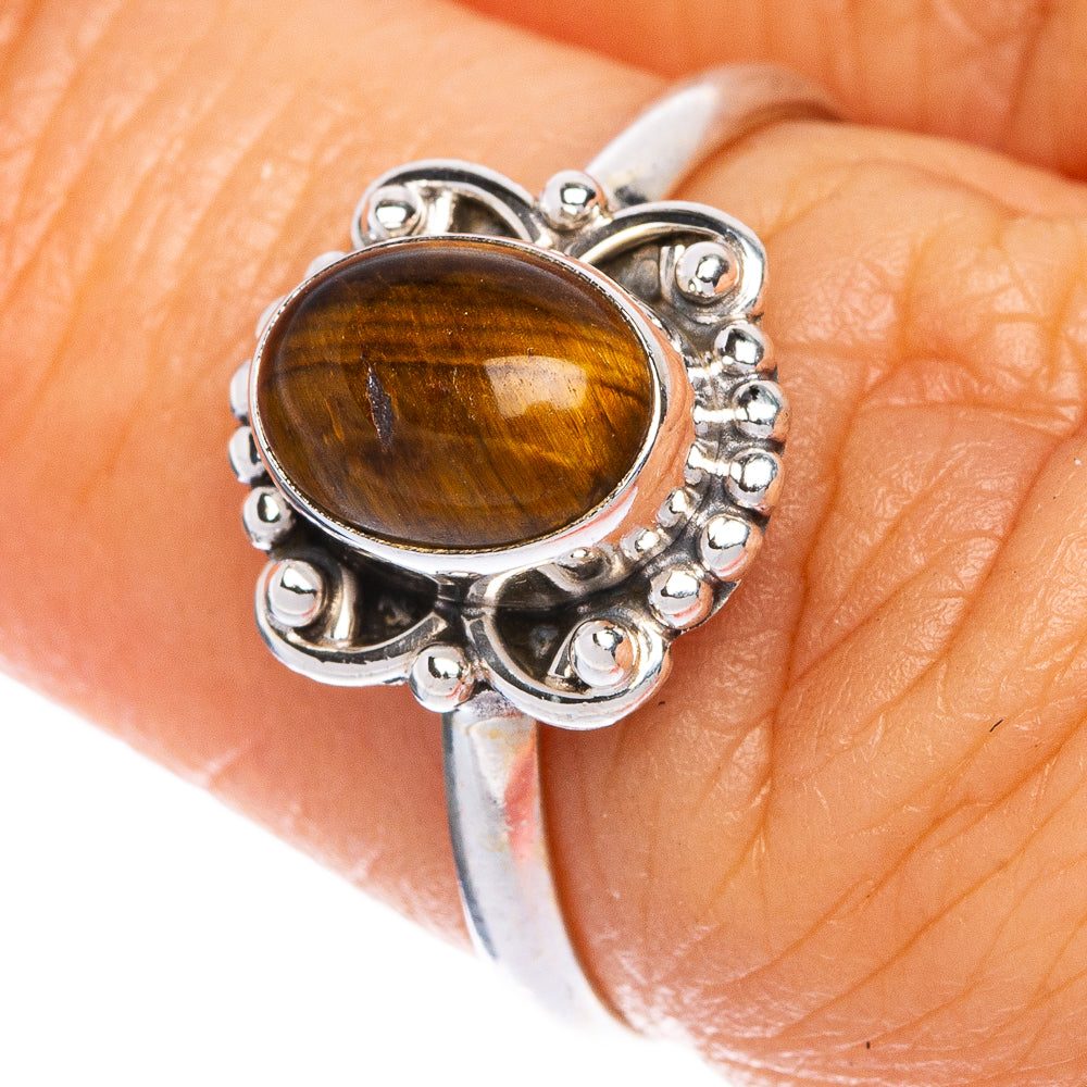 Tiger Eye Dainty Ring Size 6.75 (925 Sterling Silver) R1215