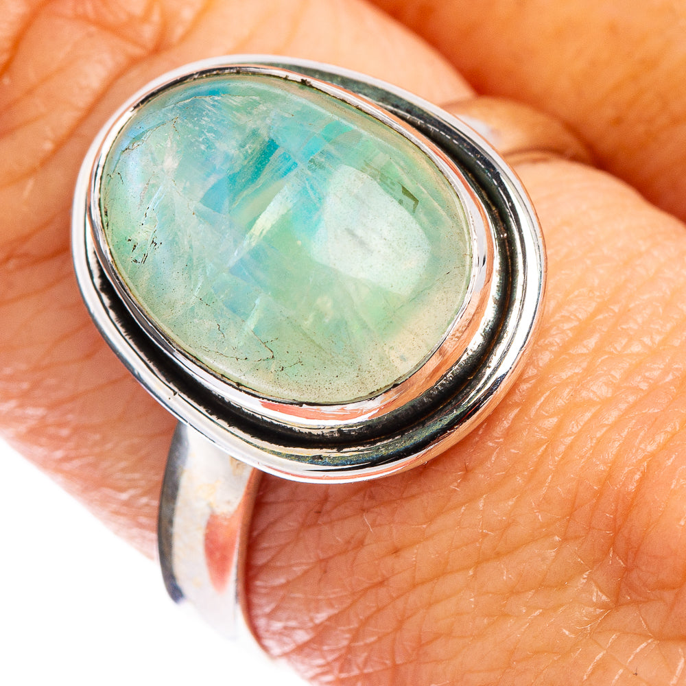 Green Moonstone Ring Size 9 (.925 Sterling Silver)