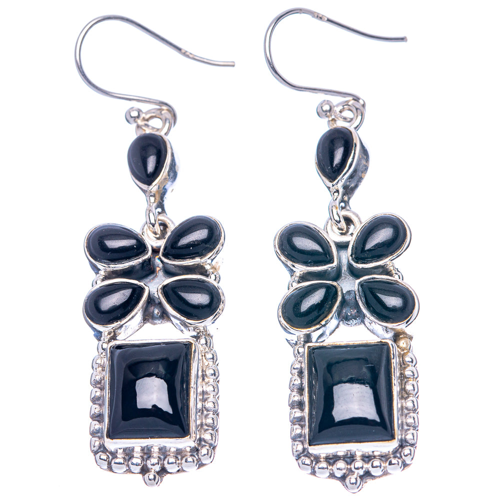 Premium Black Onyx Earrings 2 1/8" (925 Sterling Silver) E1633