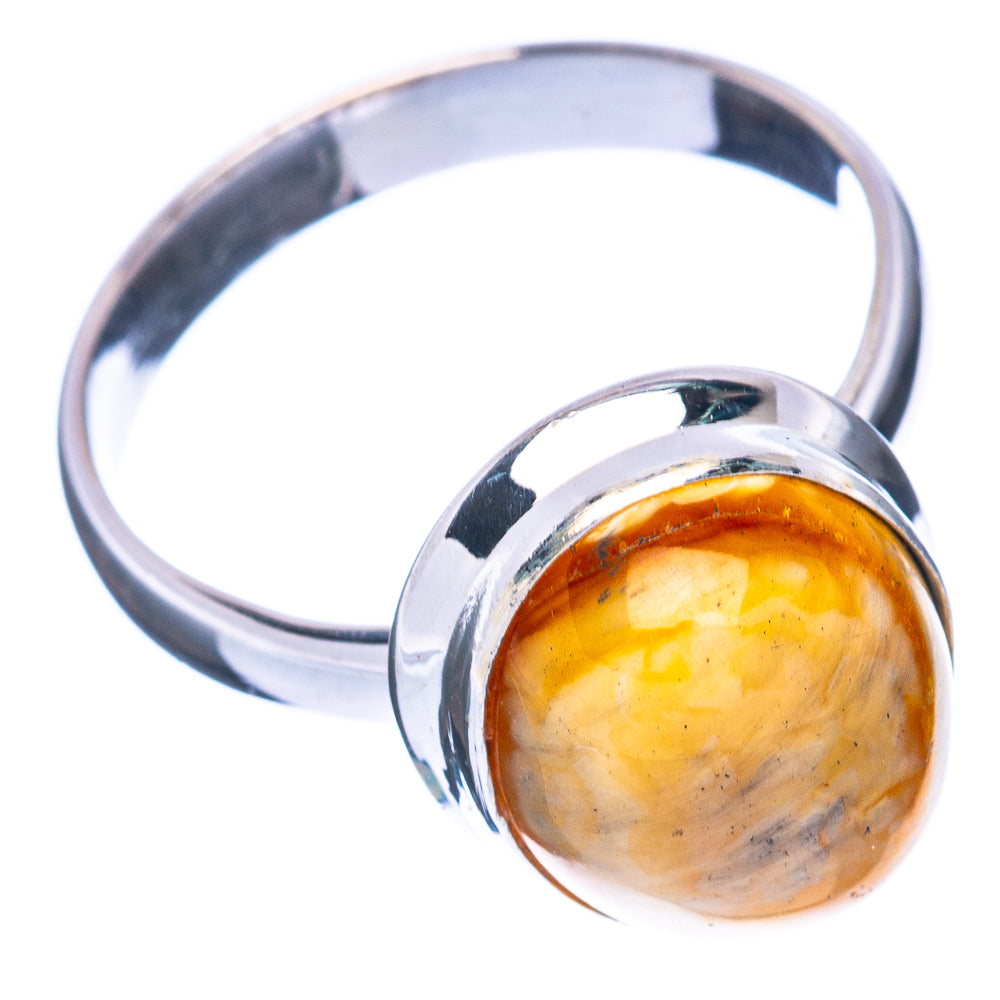 Amber Ring Size 8.25 (925 Sterling Silver) R2957