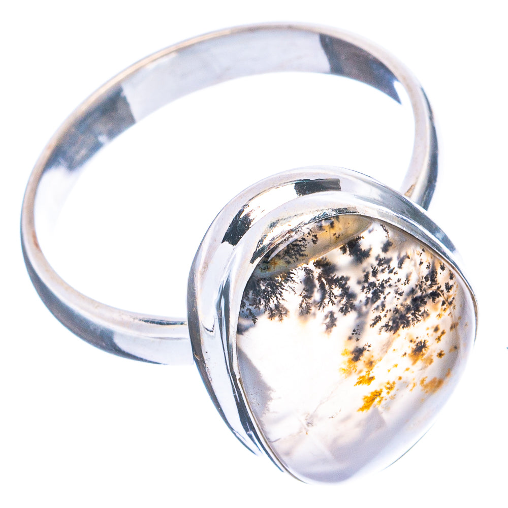 Scenic Dendritic Agate Ring Size 9.75 (.925 Sterling Silver)