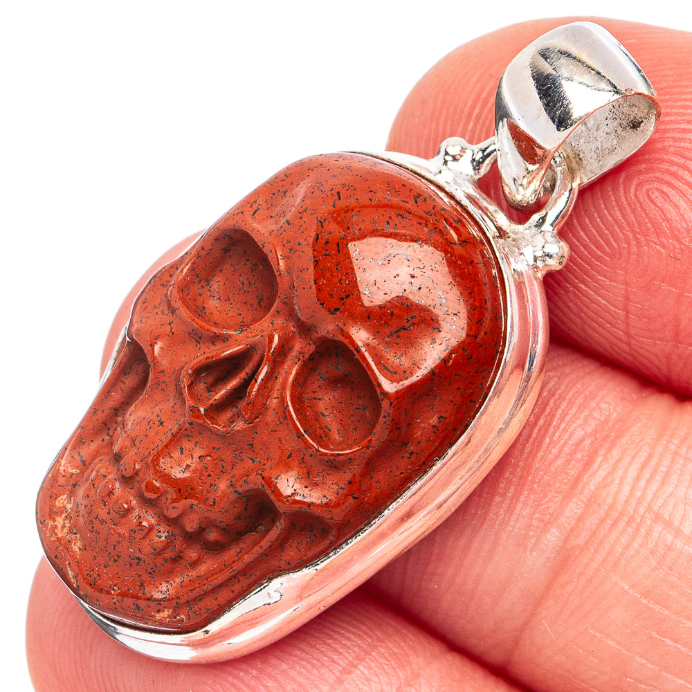 Mahogany Obsidian Skull Pendant 1 3/8" (925 Sterling Silver) P45152