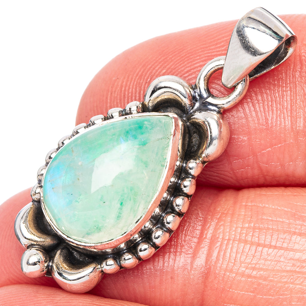 Green Moonstone Pendant 1 1/4" (925 Sterling Silver) P42394