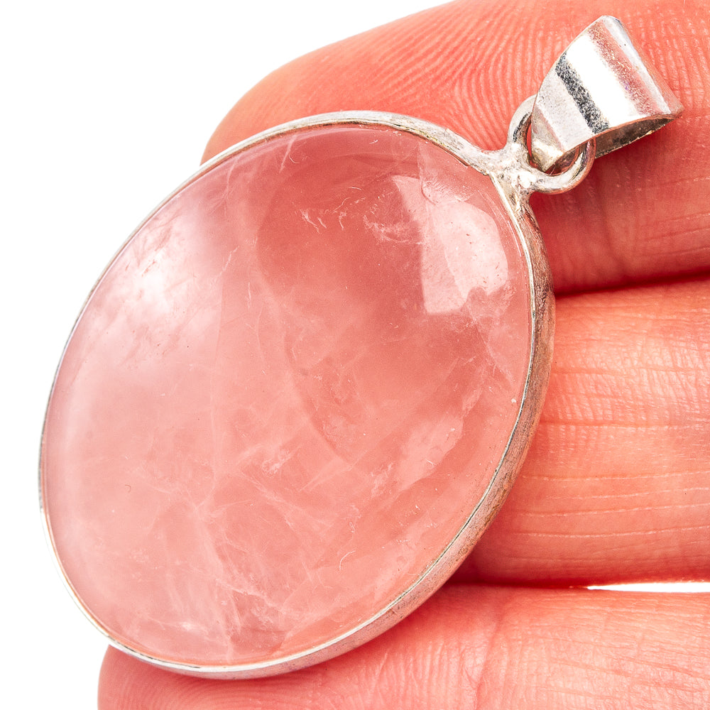 Rose Quartz Pendant 1 3/4" (Silver Plated)