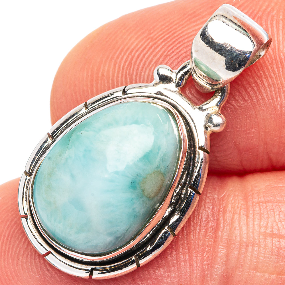Rare Larimar Pendant 1" (.925 Sterling Silver)