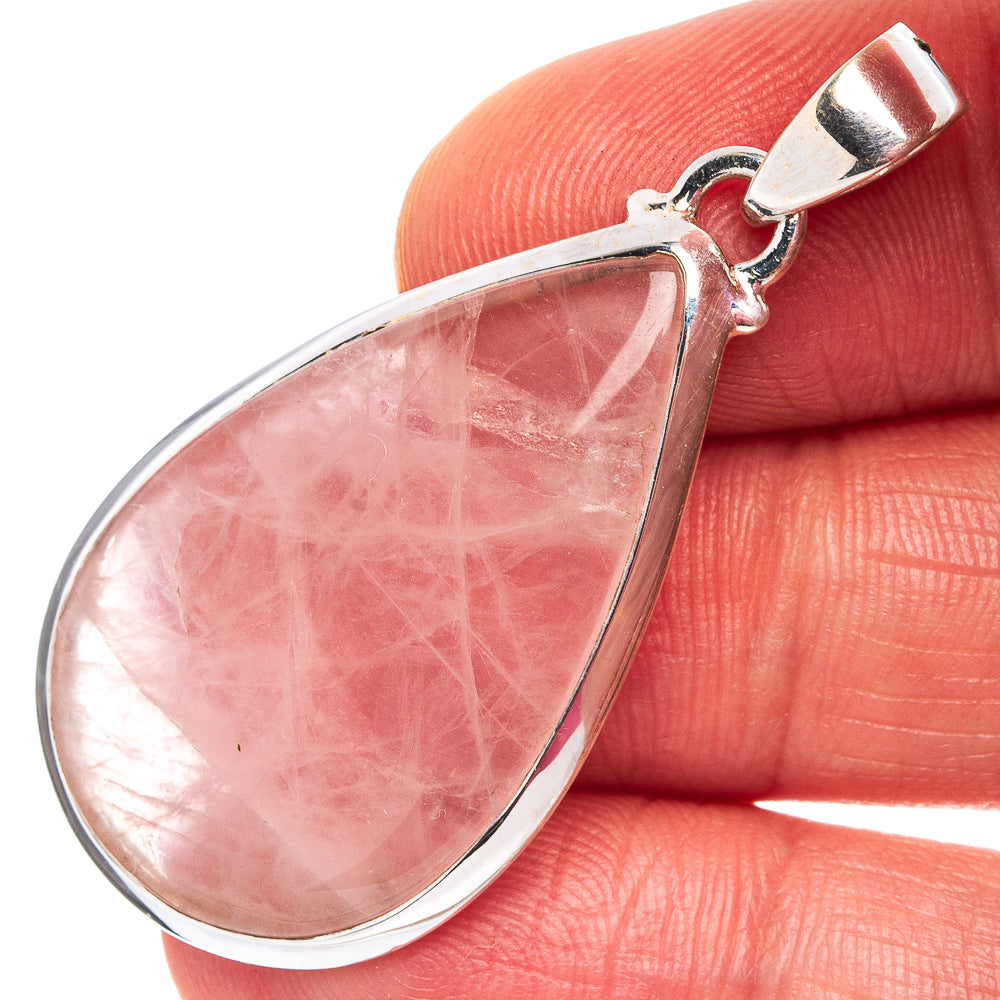 Rose Quartz Pendant 1 3/4" (.925 Sterling Silver)