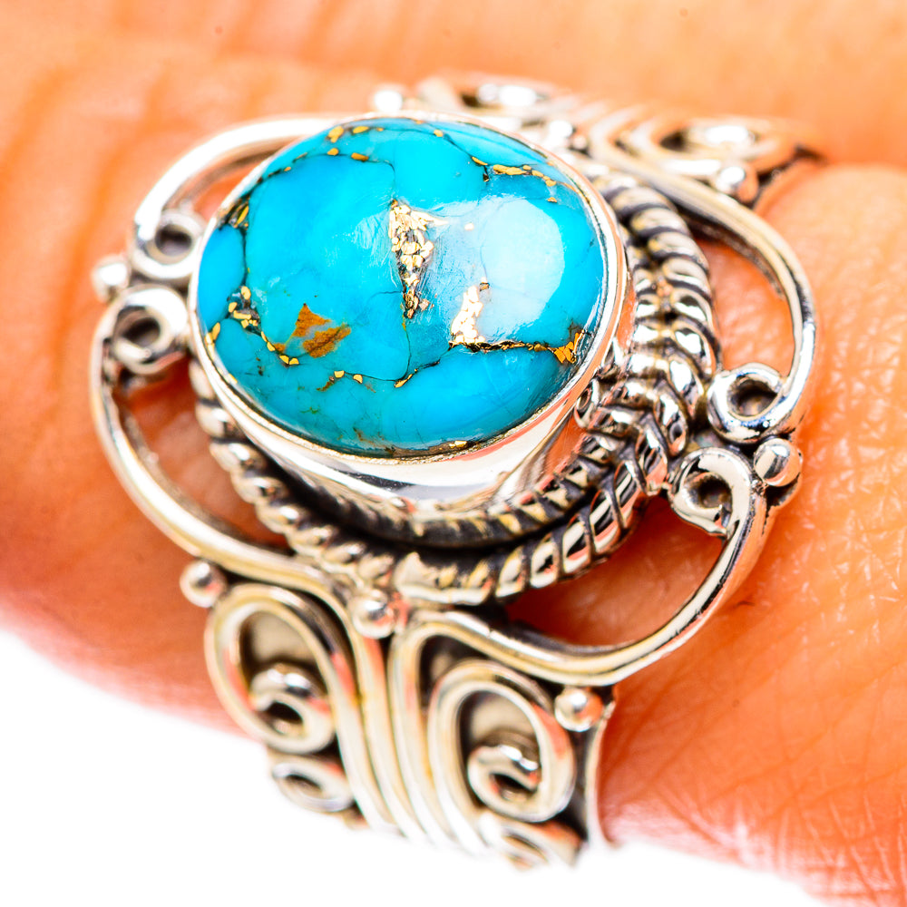 Blue Copper Composite Turquoise Ring Size 9 (925 Sterling Silver) RING137885