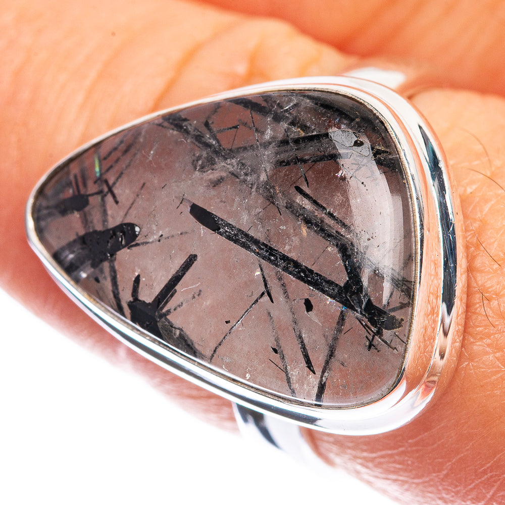 Tourmalinated Quartz 925 Sterling Silver Ring Size 8