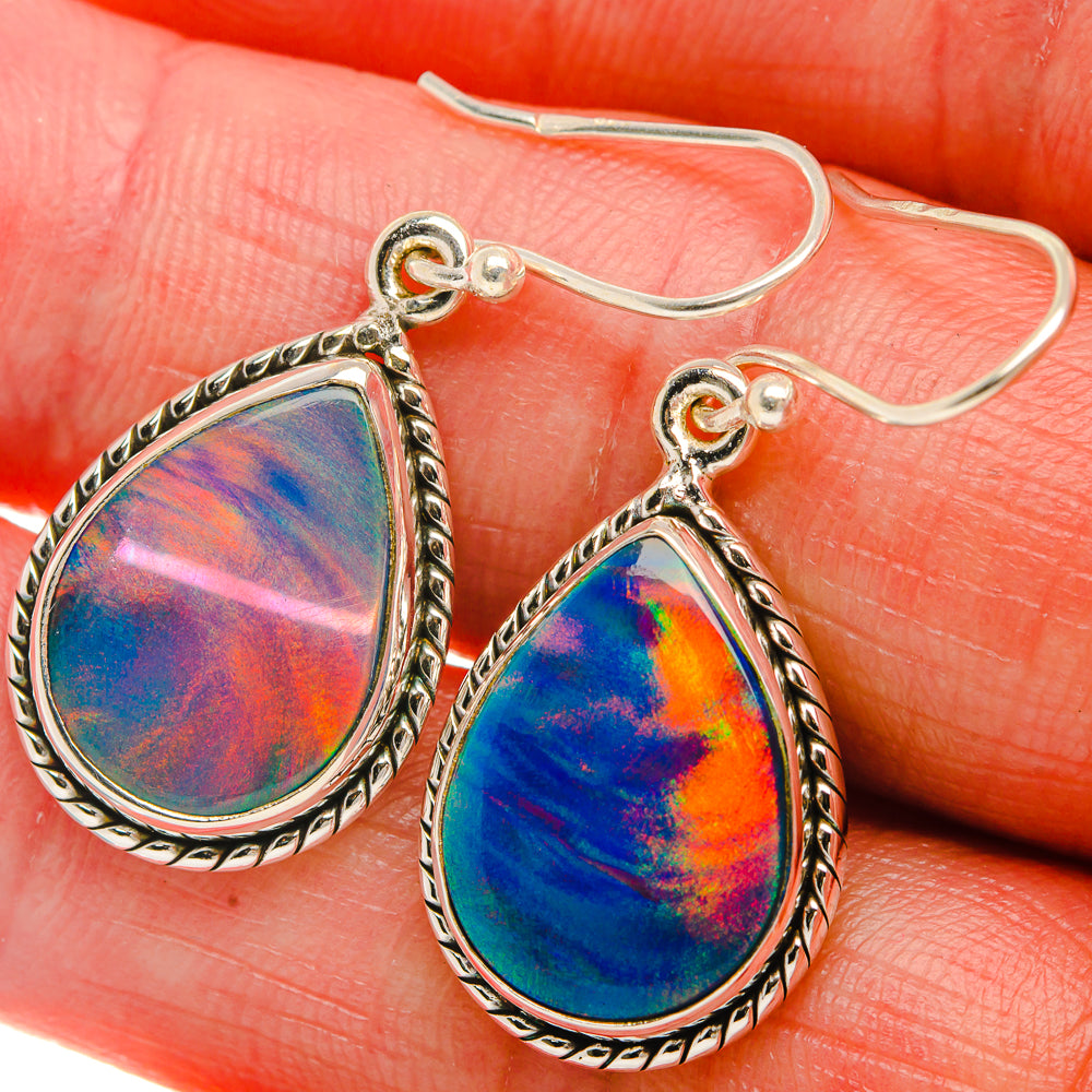 Aura Opal Earrings 1 3/8" (925 Sterling Silver) EARR432017