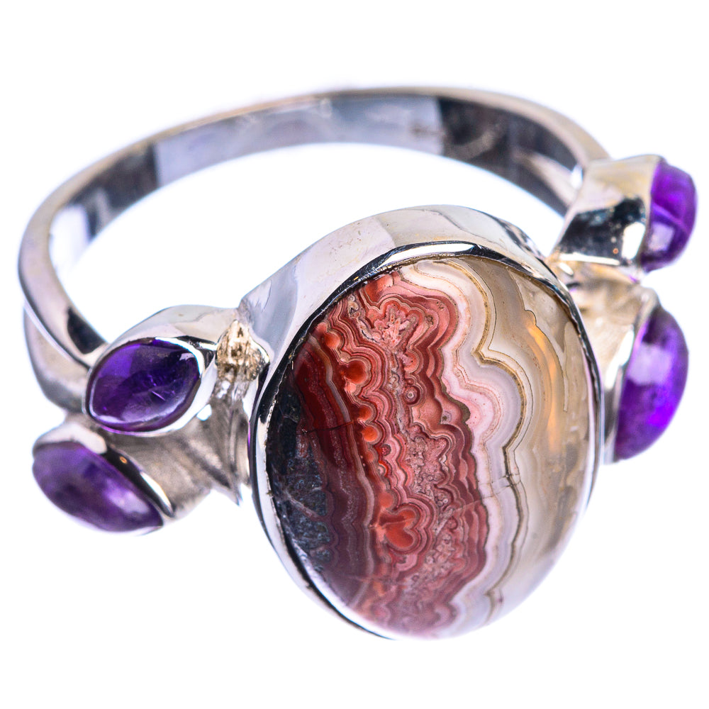 Crazy Lace Agate, Amethyst Ring Size 9.25 (925 Sterling Silver) R144093