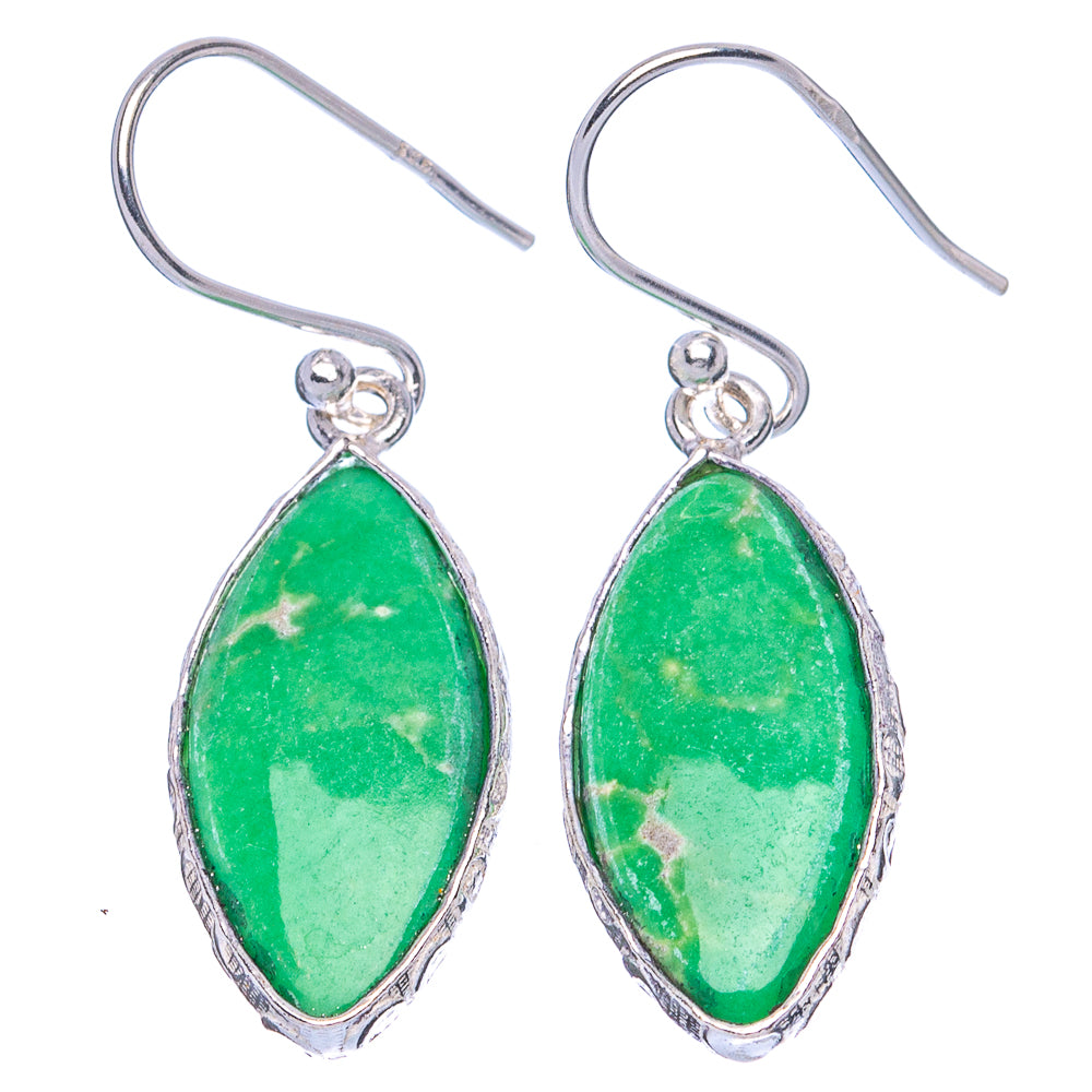 Variscite 925 Sterling Silver Earrings 1 1/2" (925 Sterling Silver) E1991