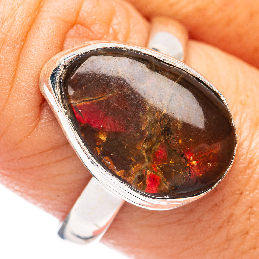 Rare Ammolite Ring Size 9 (925 Sterling Silver) R4918