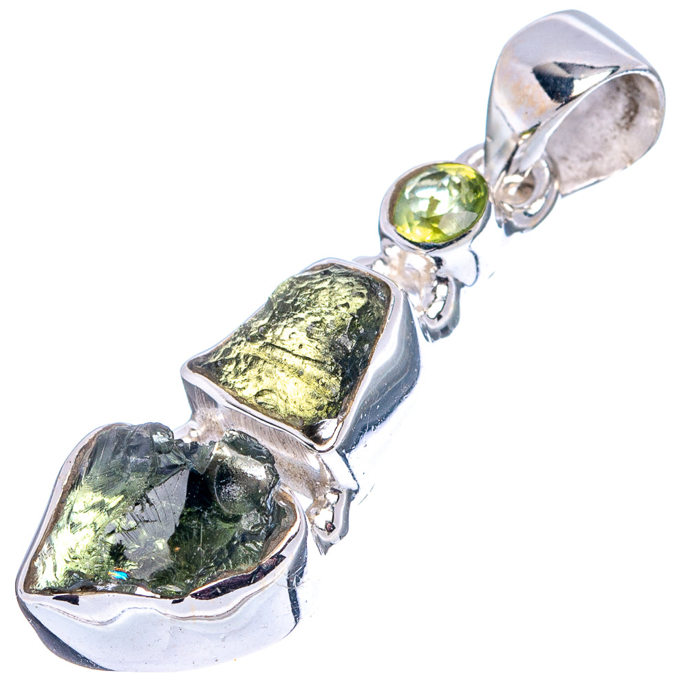 Moldavite, Peridot Pendant 1 3/8" (.925 Sterling Silver)