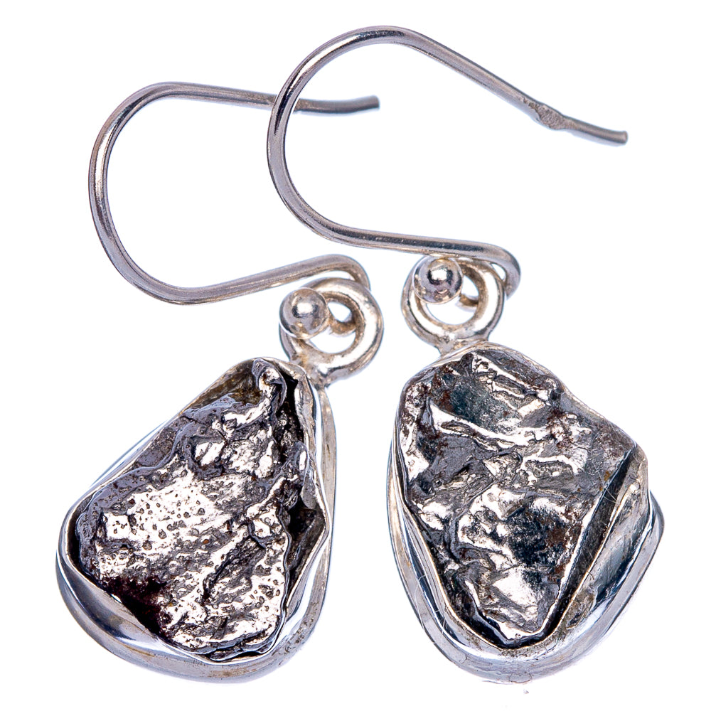 Raw Meteorite Earrings 1 1/4" (925 Sterling Silver) E433264
