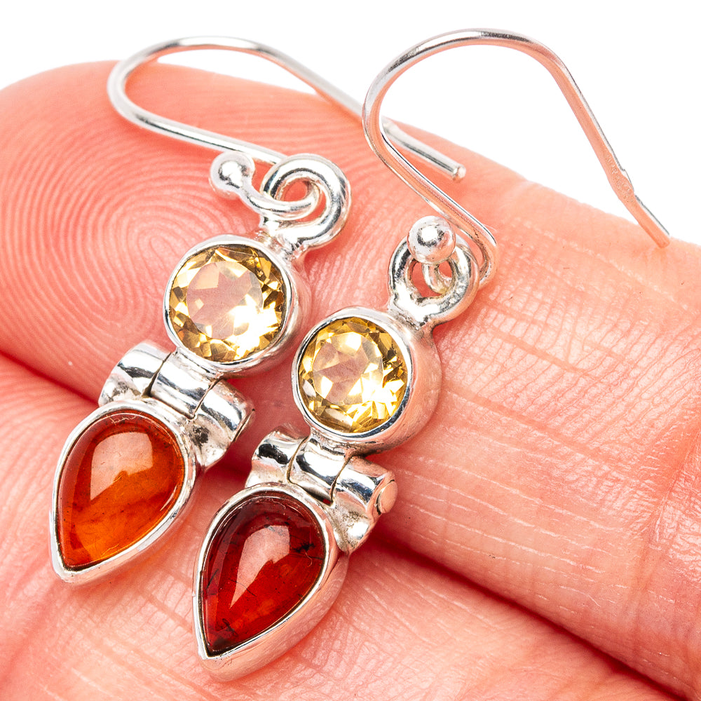 Baltic Amber, Citrine Earrings 1 1/4" (925 Sterling Silver) E1577