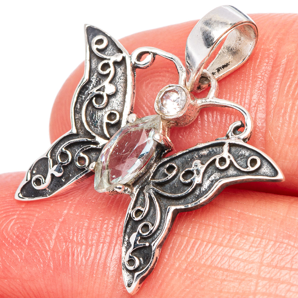 Blue Topaz Butterfly Dainty Pendant 1" (925 Sterling Silver) P43535