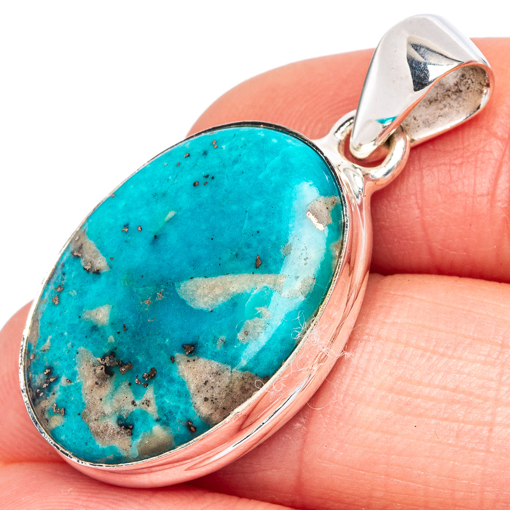 Rare Persian Turquoise Pendant 1 3/8" (925 Sterling Silver) P44037
