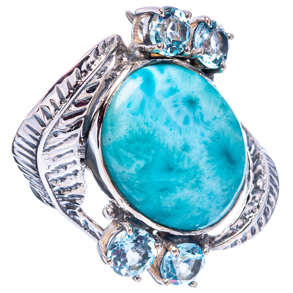 Signature Larimar, Blue Topaz Ring Size 8.25 (.925 Sterling Silver)