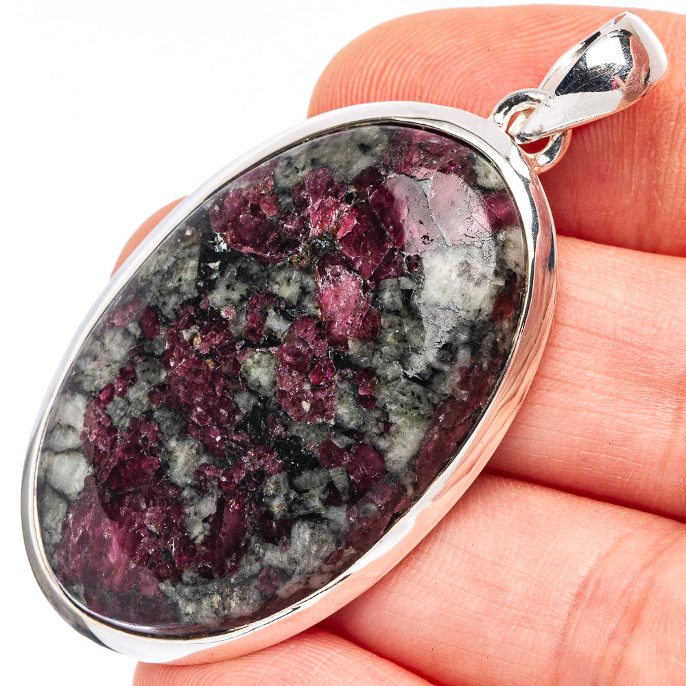 Large Russian Eudialyte 925 Sterling Silver Pendant 2 1/8" (925 Sterling Silver) P43602