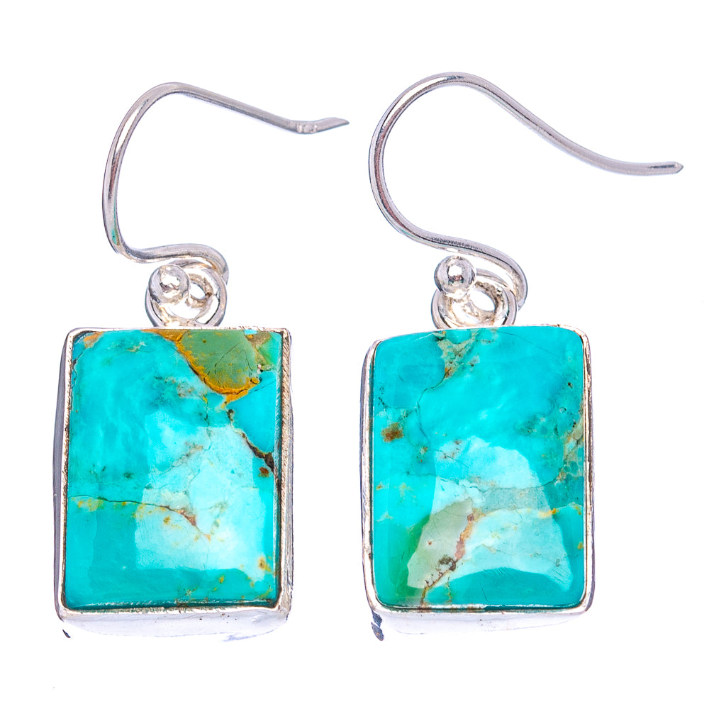 Mohave Turquoise Earrings 1 1/8" (.925 Sterling Silver)