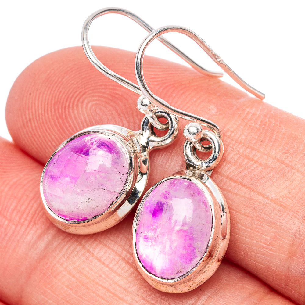 Pink Moonstone Earrings 1 1/8" (925 Sterling Silver) E1410