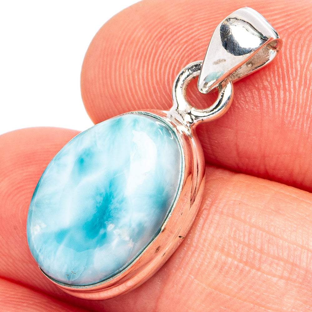 Rare Larimar Pendant 1 1/8" (.925 Sterling Silver)