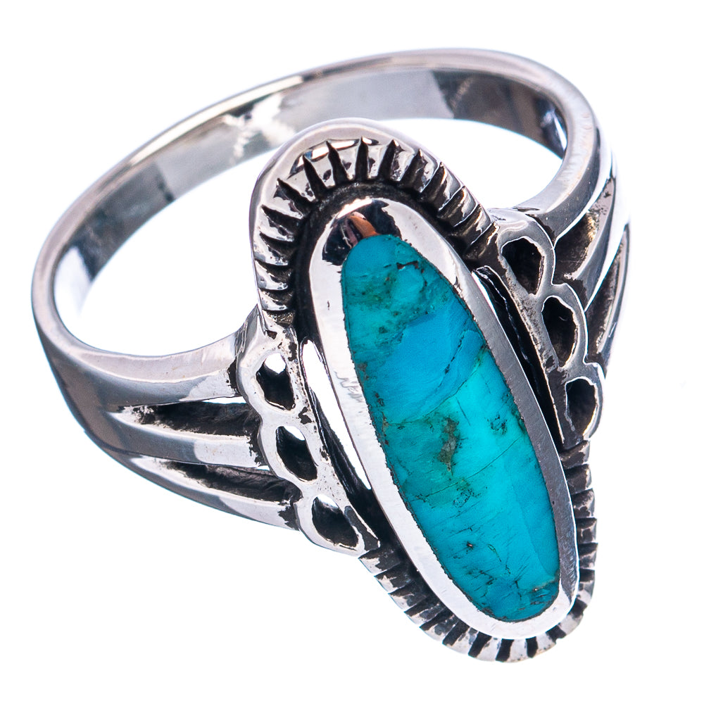 Native Style Mohave Turquoise Ring Size 8.5 (.925 Sterling Silver)