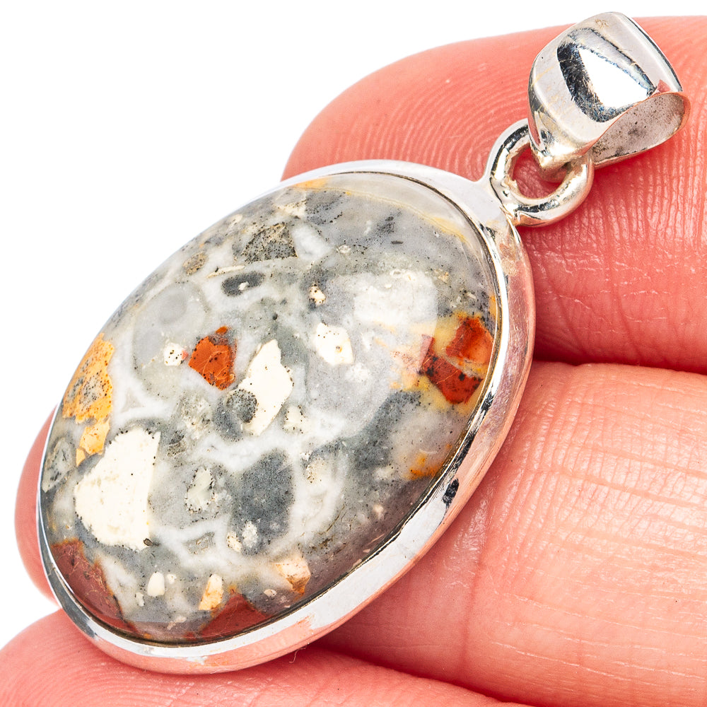 Maligano Jasper Pendant 1 3/8" (925 Sterling Silver) P43439