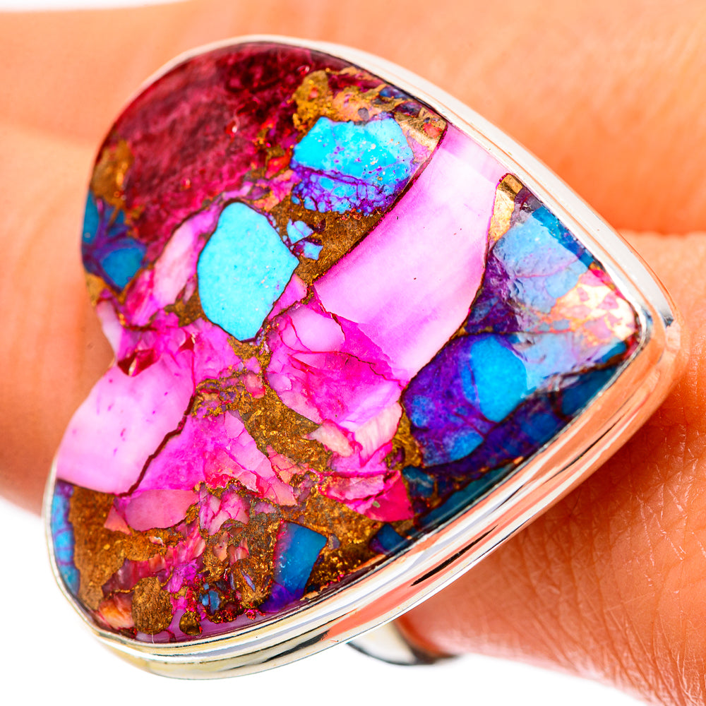 Large Kingman Pink Dahlia Turquoise Ring Size 8.75 (925 Sterling Silver) RING139281