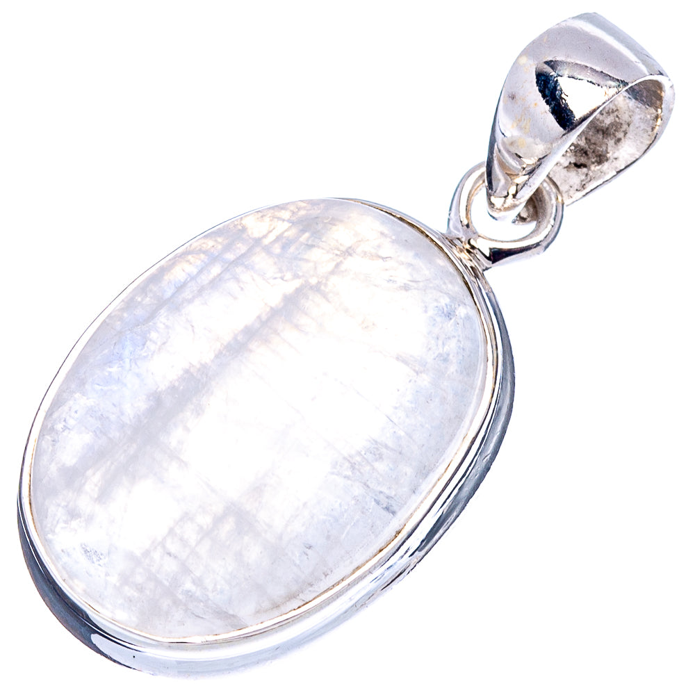 Rainbow Moonstone Pendant 1 1/4" (.925 Sterling Silver)